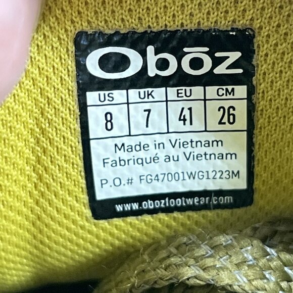 Oboz Katabatic Wind Low Hiking Shoes Men Size 8 Yellow main image 2